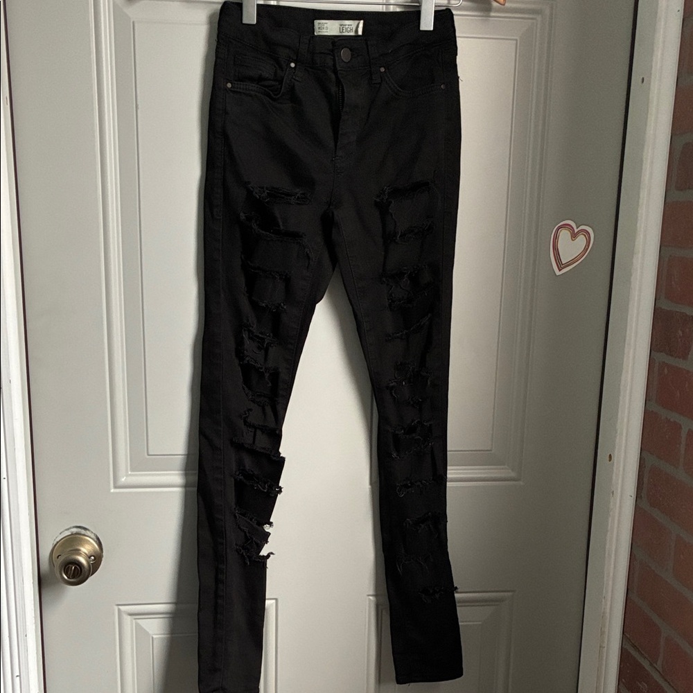 Topshop Black Distressed Skinny Jeans